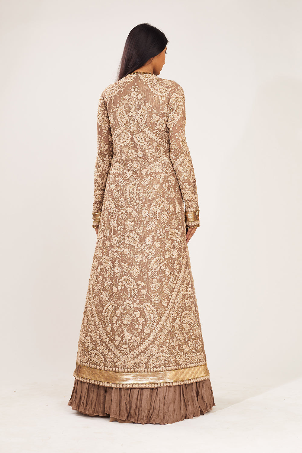 Jacket Set in Old World Ivory Thread Embroidery