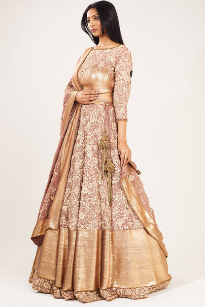 Lehenga Set in  Old World Ivory Thread Embroidery