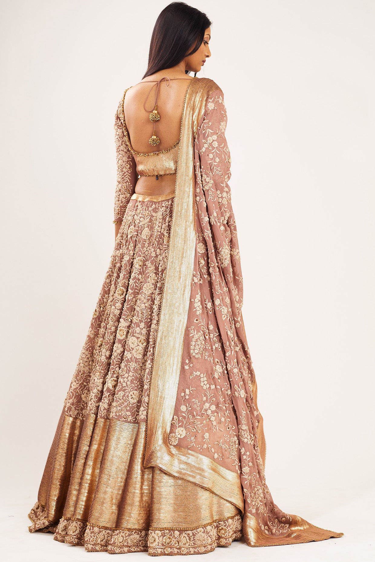 Lehenga Set in  Old World Ivory Thread Embroidery