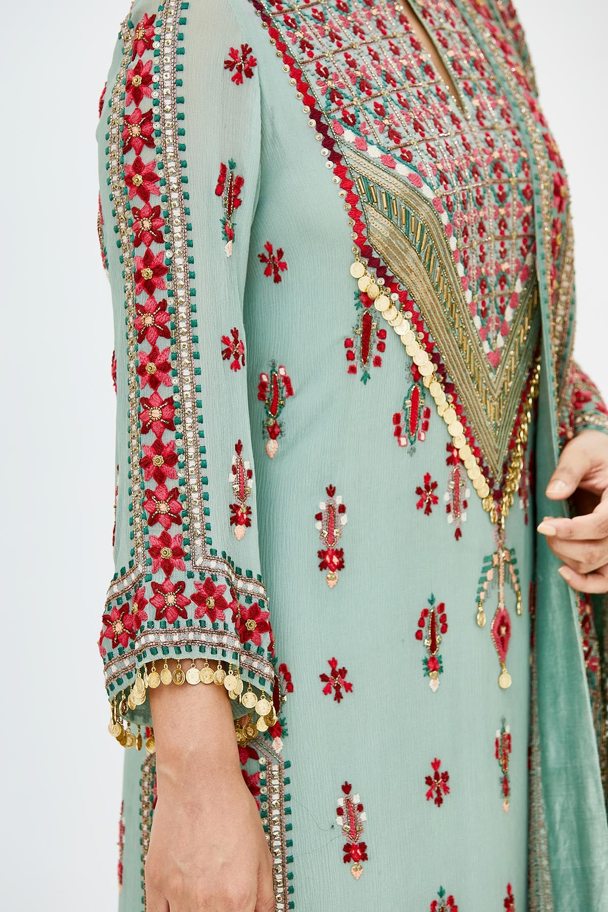 Kurta Set in Tribal Thread Embroidery