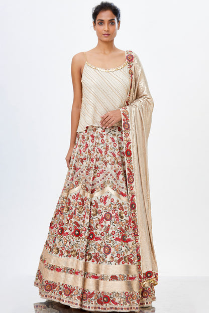 Lehenga Set in Tribal Thread Embroidery