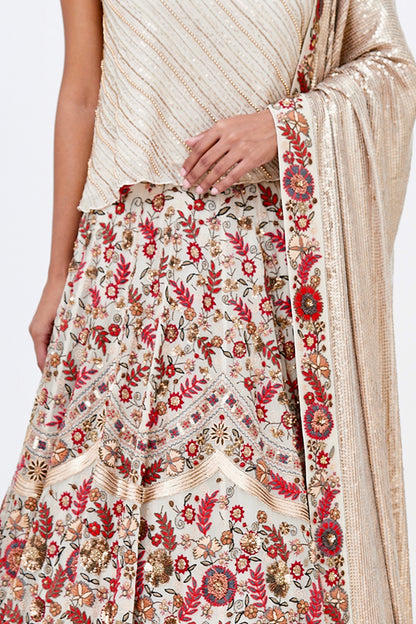 Lehenga Set in Tribal Thread Embroidery