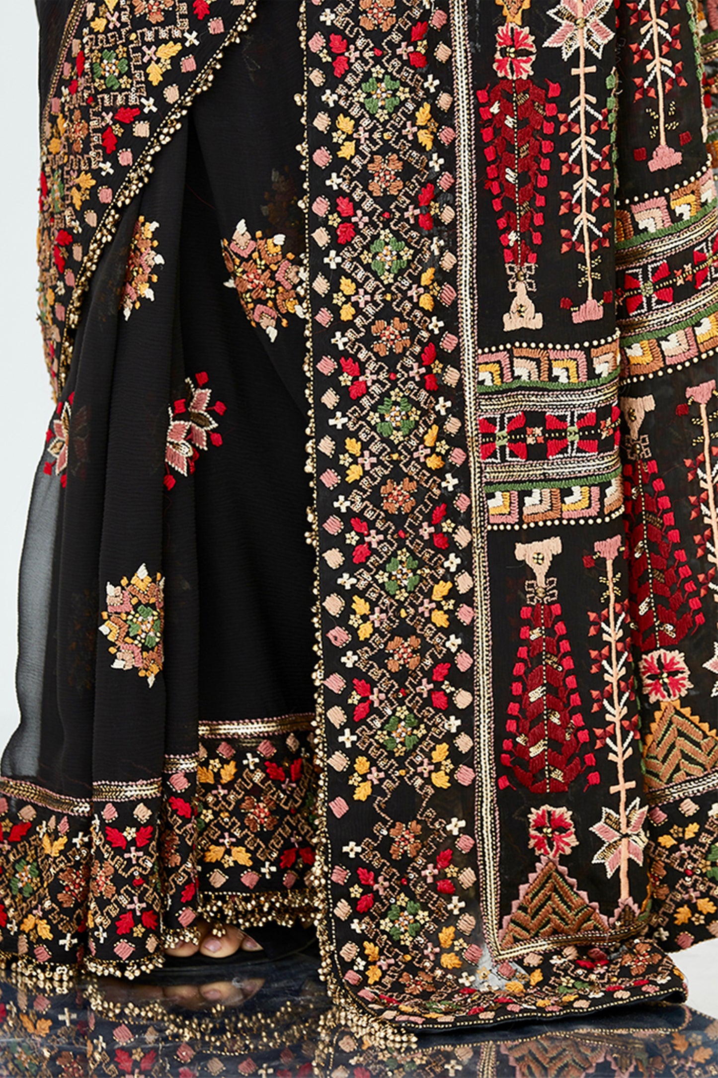 Sari Set with Tribal Thread embroidery.