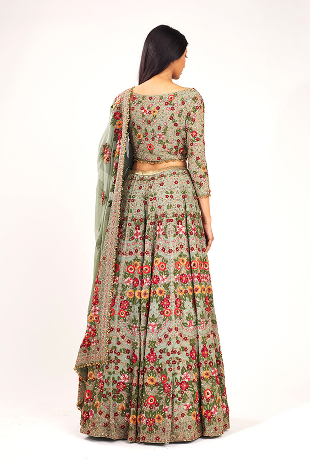 Lehenga Set in Colourful Floral Embroidery