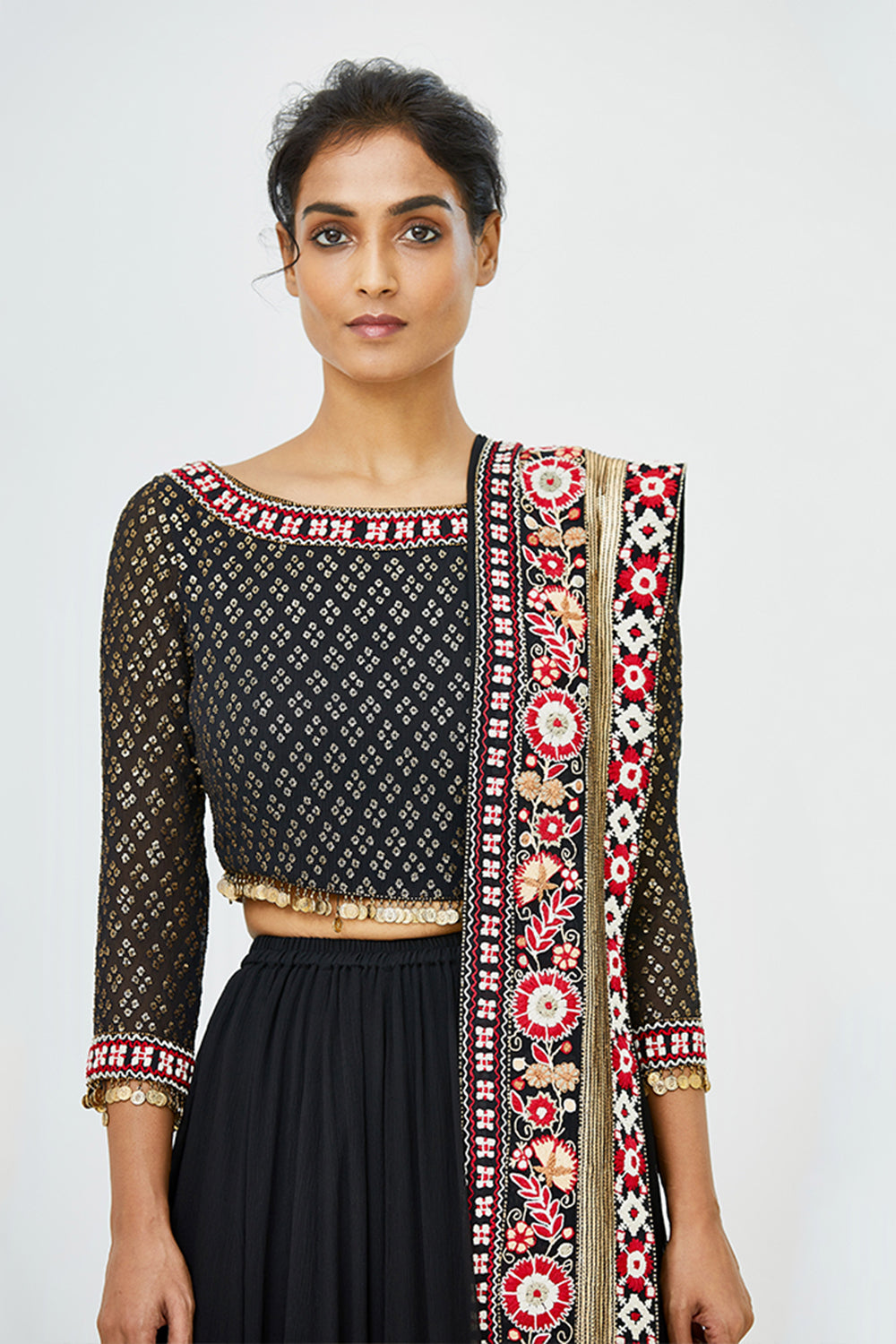 Lehenga Set in Tribal Thread Embroidery