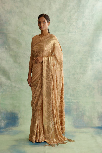 Sari Set in Lotus design in sequin embroidery