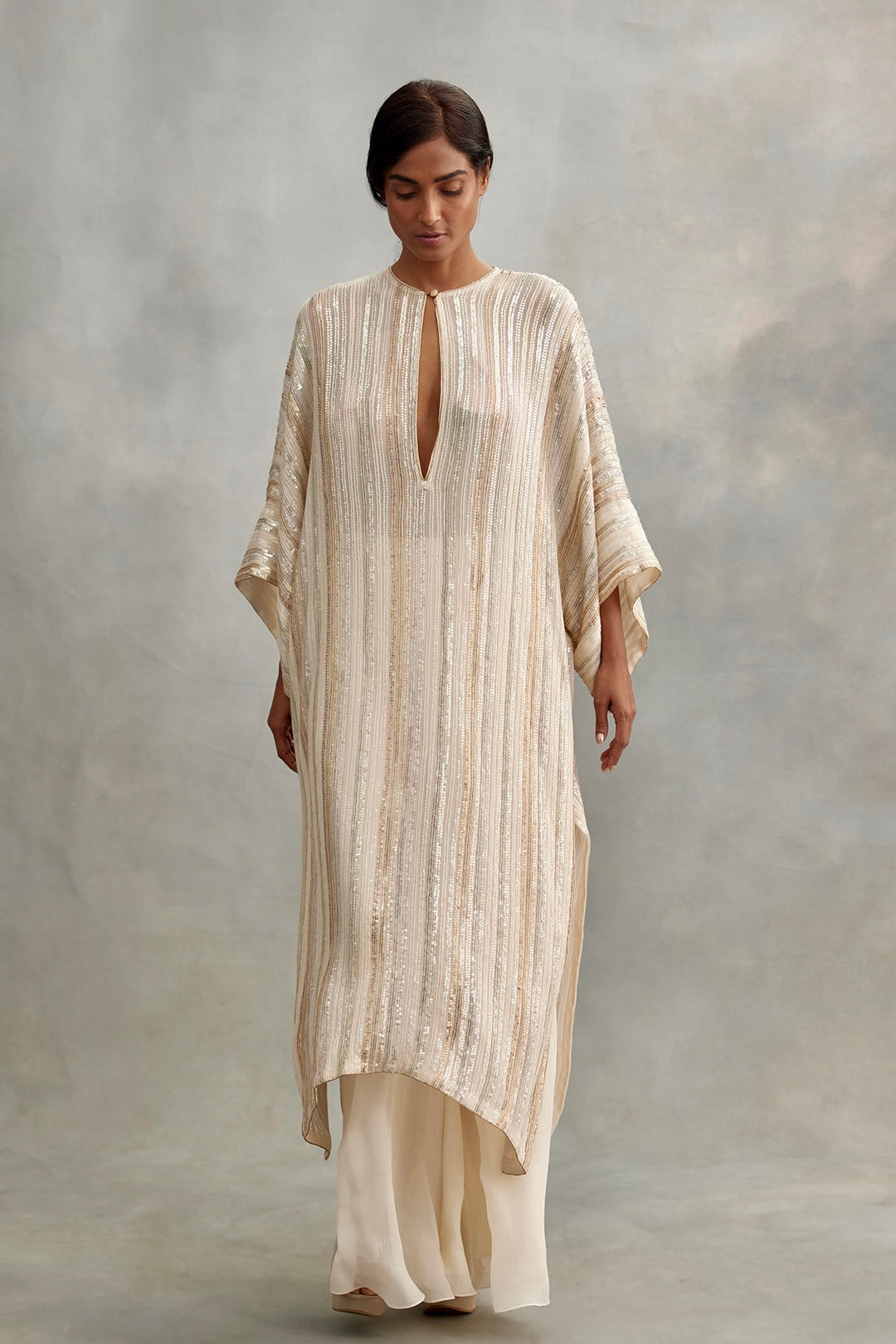 Kaftan Set in Small Sequin Embroidery