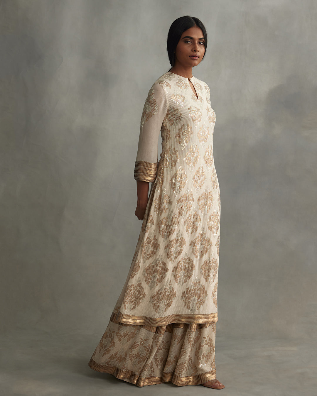 Kurta Set in Lustrous Small Sequin Embroidery