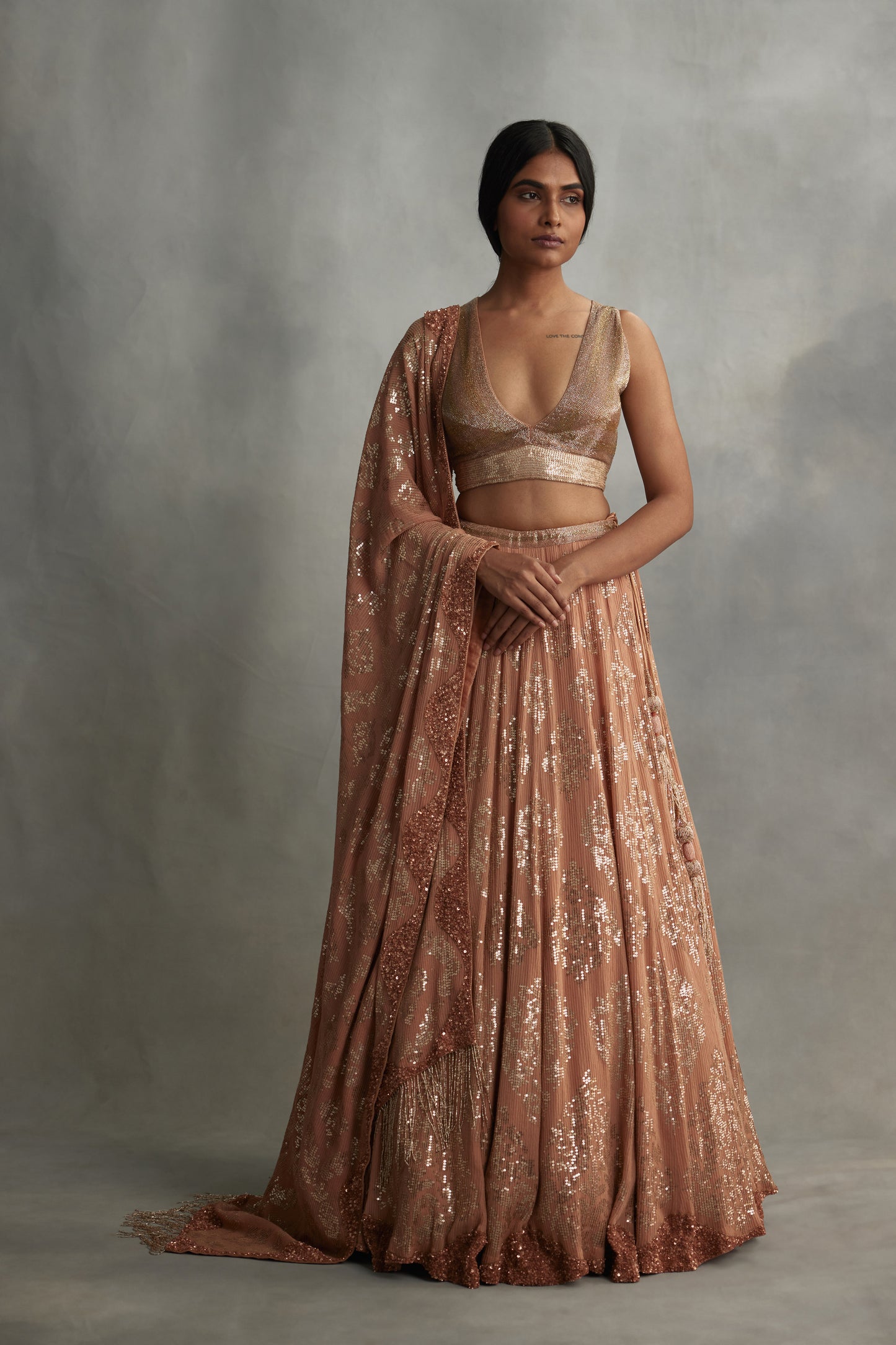 Lehenga Set in small sequin embroidery