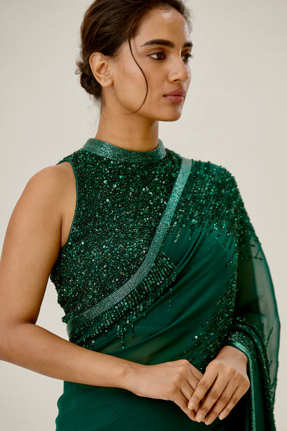 Sari Set in Line Sequin Embroidery Design