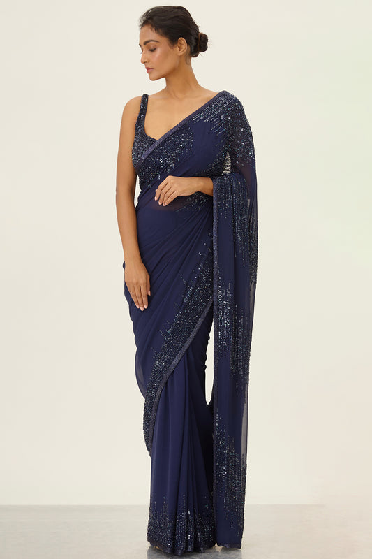 Sari Set in Line Sequin Embroidery Design.