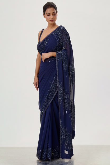 Sari Set in Line Sequin Embroidery Design.