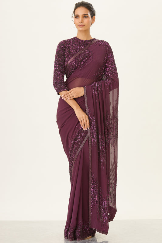 Sari Set in Line Sequin Embroidery Design