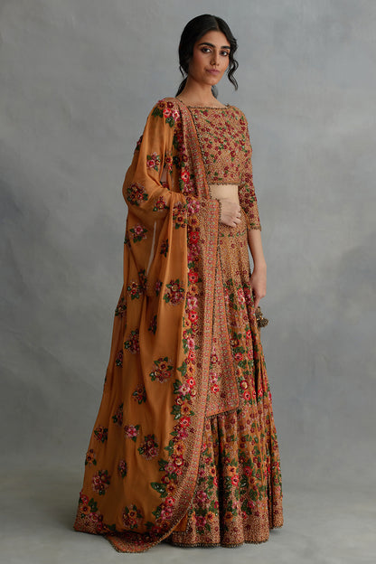 Lehenga Set with Multi Floral Thread Embroidery