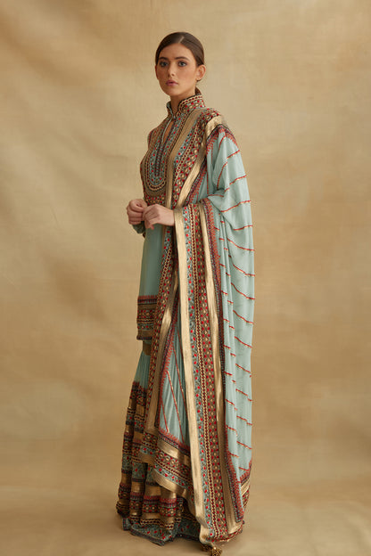 Gharara Set in Tribal Thread and Sequin Embroidery