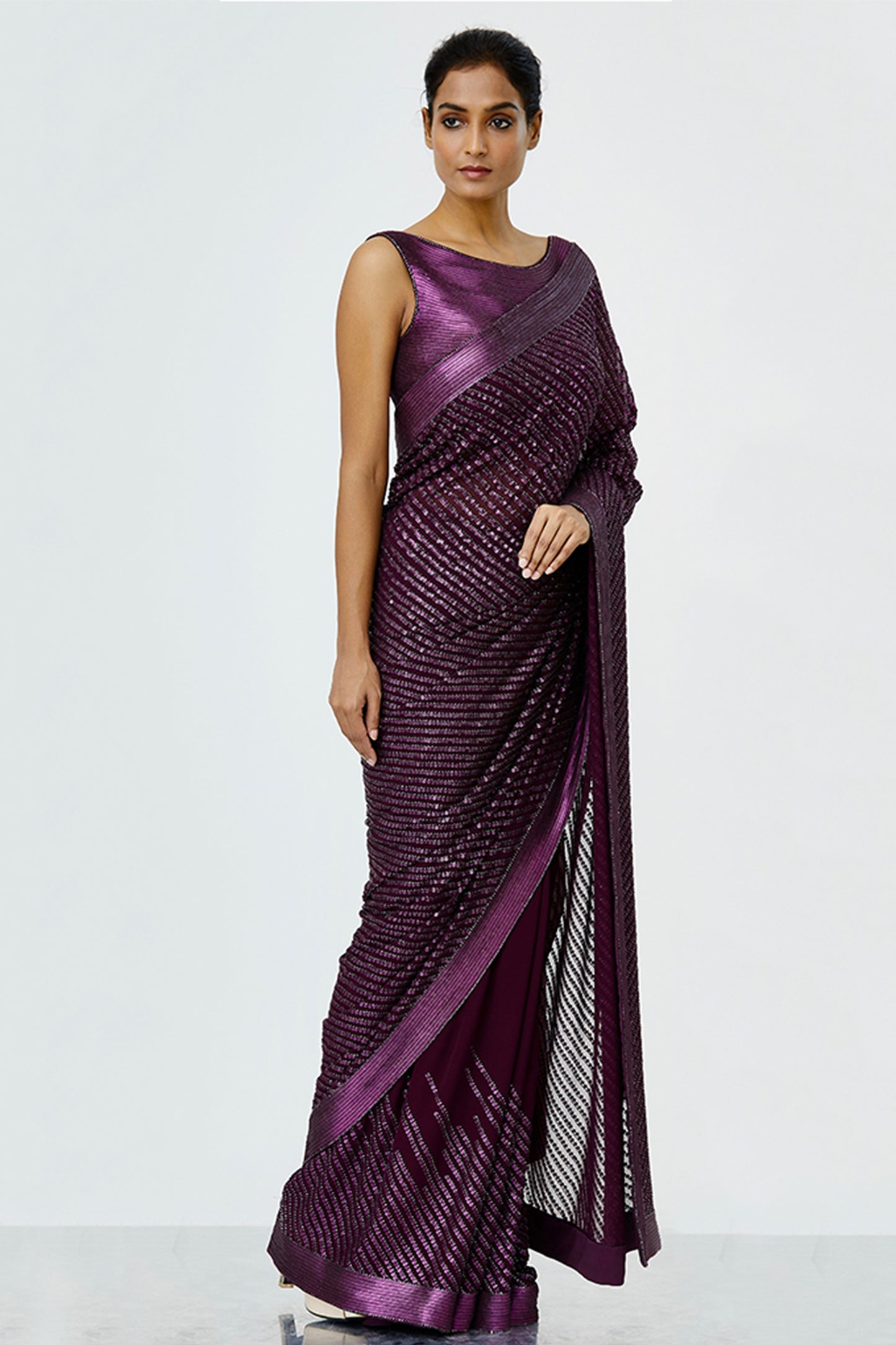 Sari Set with Tonal Sheeted Sequin Embroidery