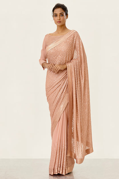 Sari Set with Tonal Sequin Embroidery