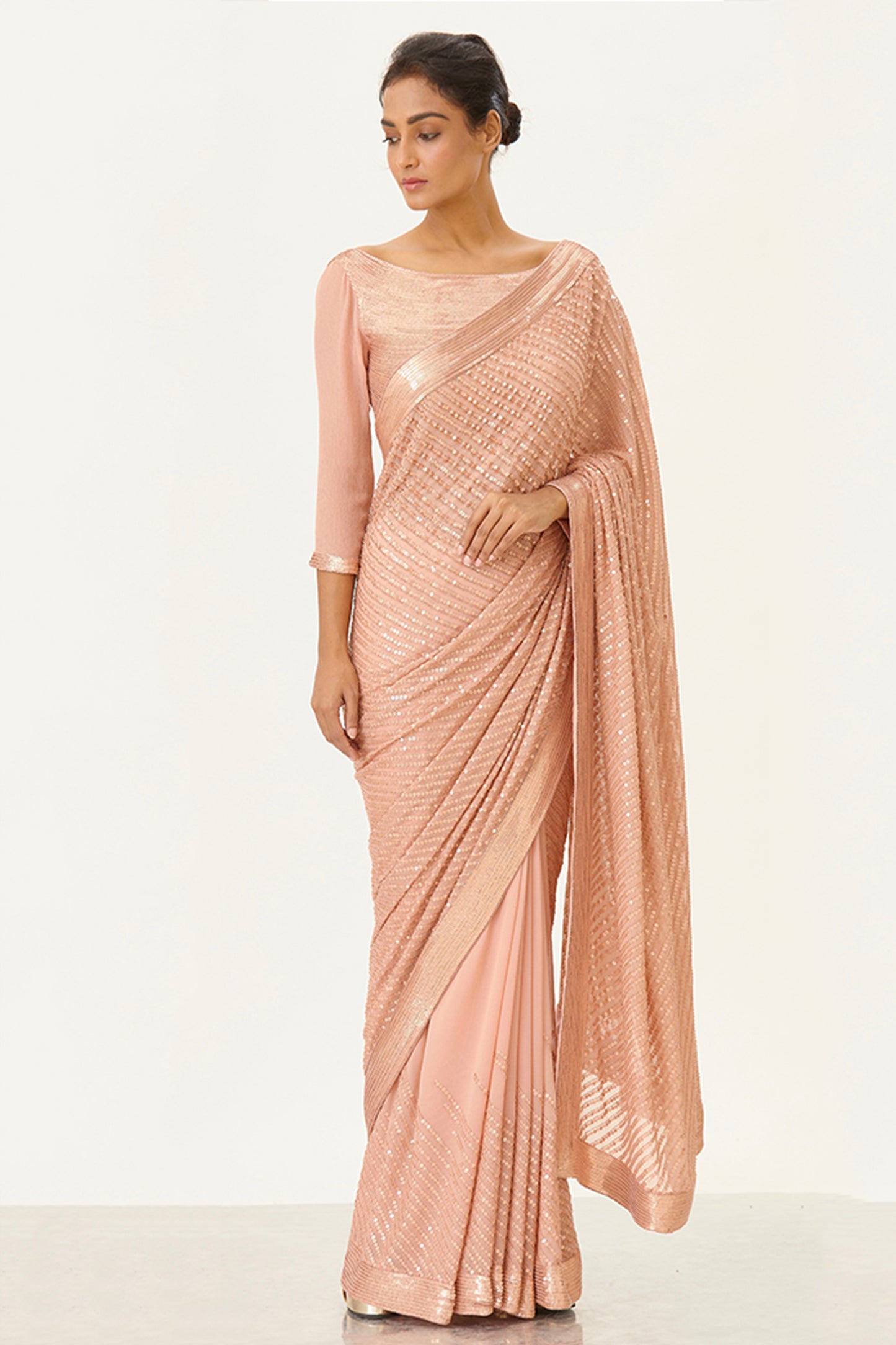 Sari Set with Tonal Sequin Embroidery