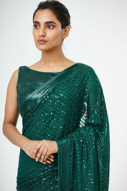 Sari Set with Tonal Sequins Embroidery