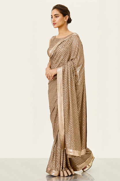 Sari Set with Tonal Sequin Embroidery