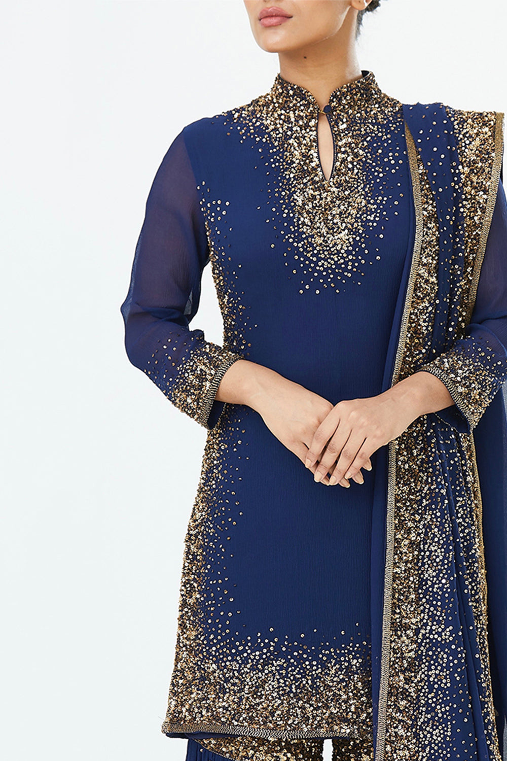 Gharara set with Gold Sprinkle Sequins Embroidery