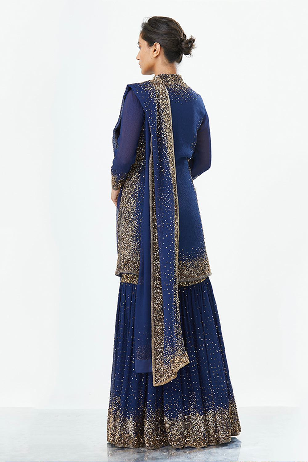 Gharara set with Gold Sprinkle Sequins Embroidery