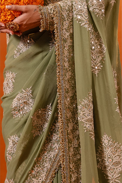 Sari Set in Thread and Mirror Embroidery