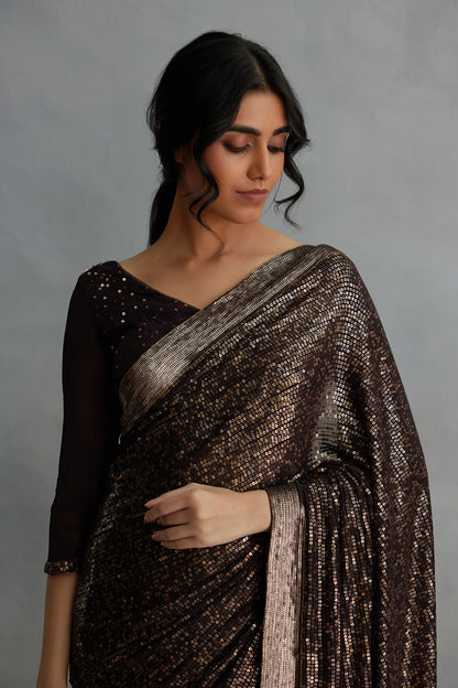 Sari Set in Mosaic Design in Sequin Embroidery