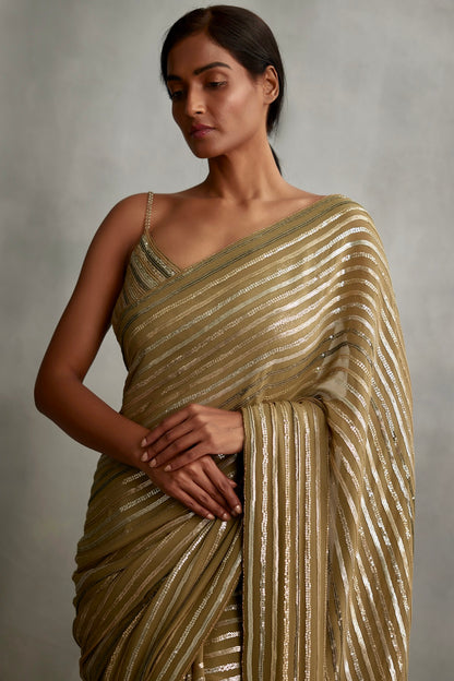 Sari Set in gold and silver small sequin embroidery
