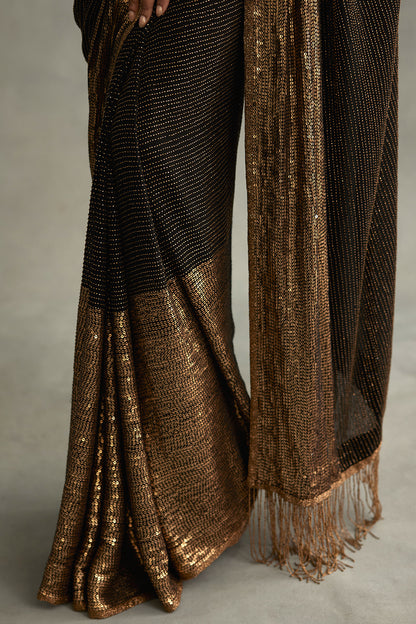 Sari Set with Spiral Beadwork and Sequin Embroidery