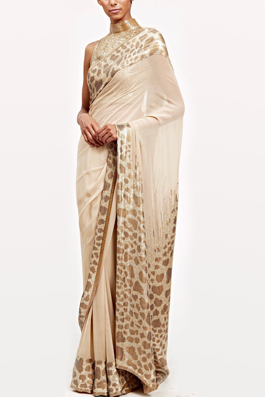 Sari Set with Giraffe design in sequin embroidery