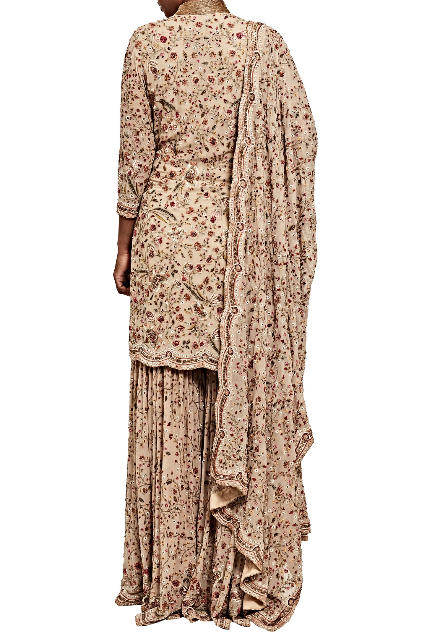 Gharara Set in an Intricate Floral Thread Embroidery