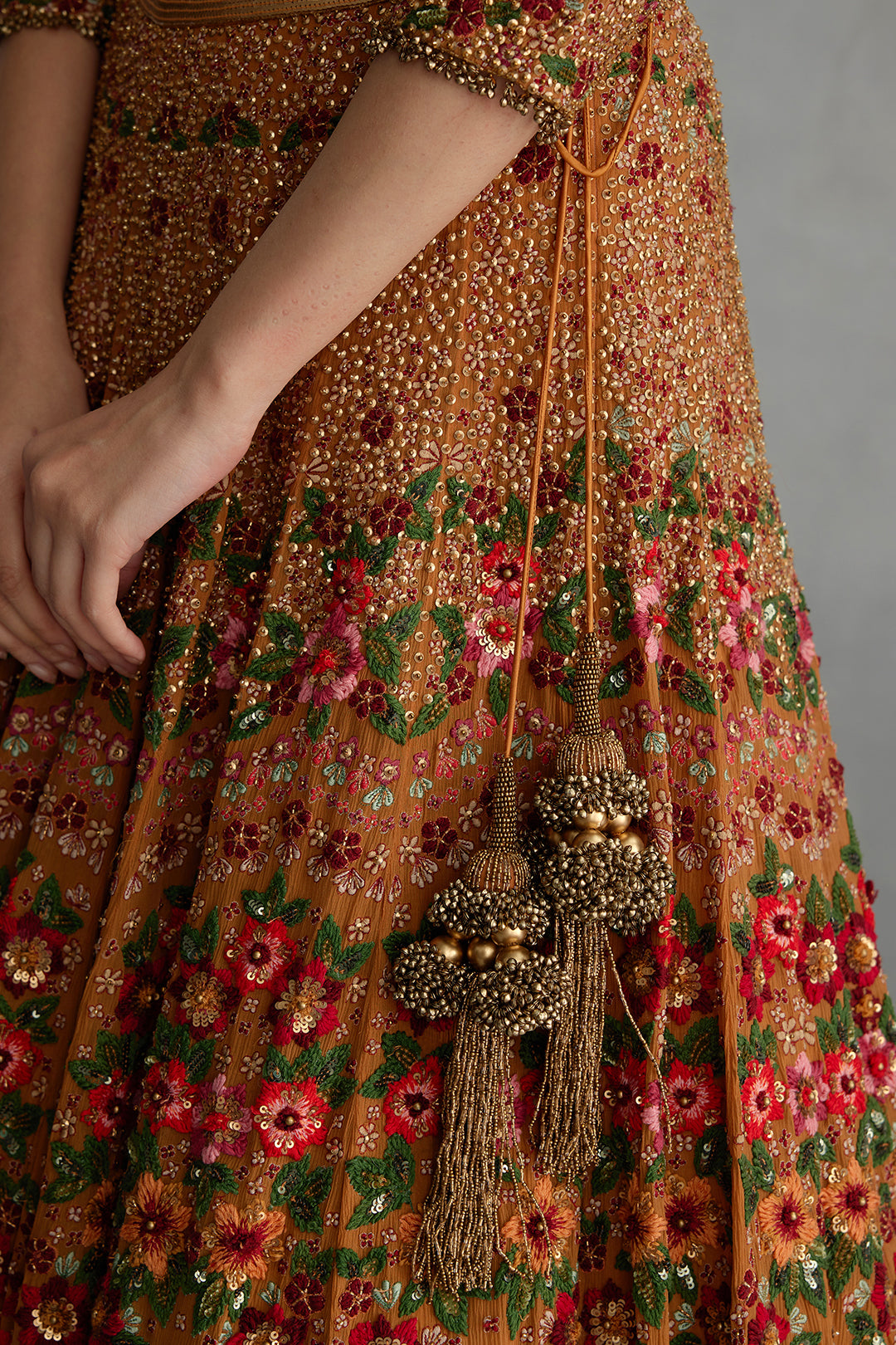 Lehenga Set with Multi Floral Thread Embroidery