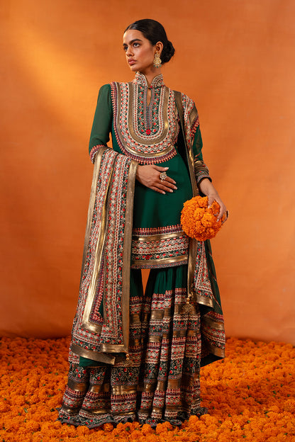 Gharara Set in Tribal Thread and Sequin Embroidery