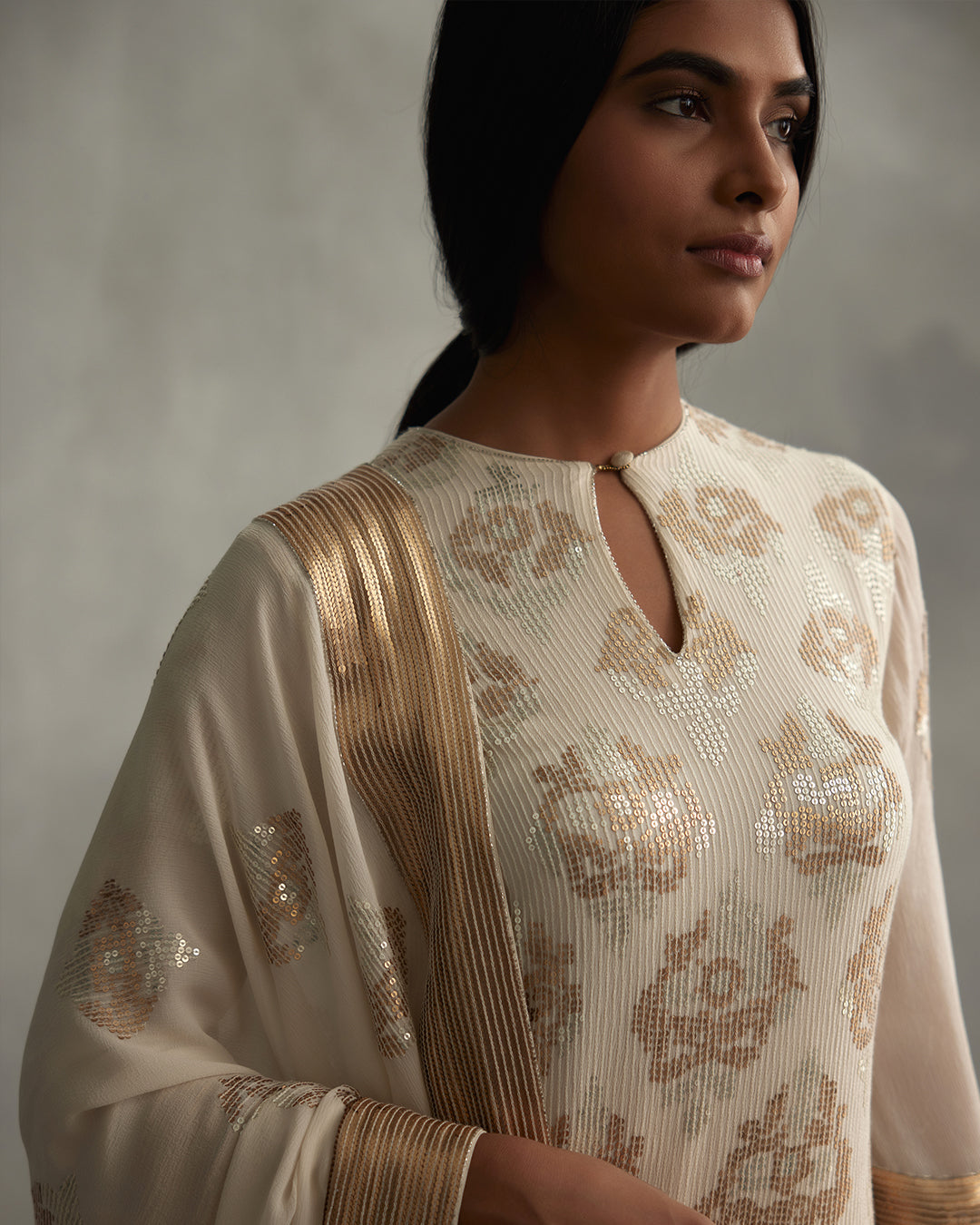 Kurta Set in Lustrous Small Sequin Embroidery