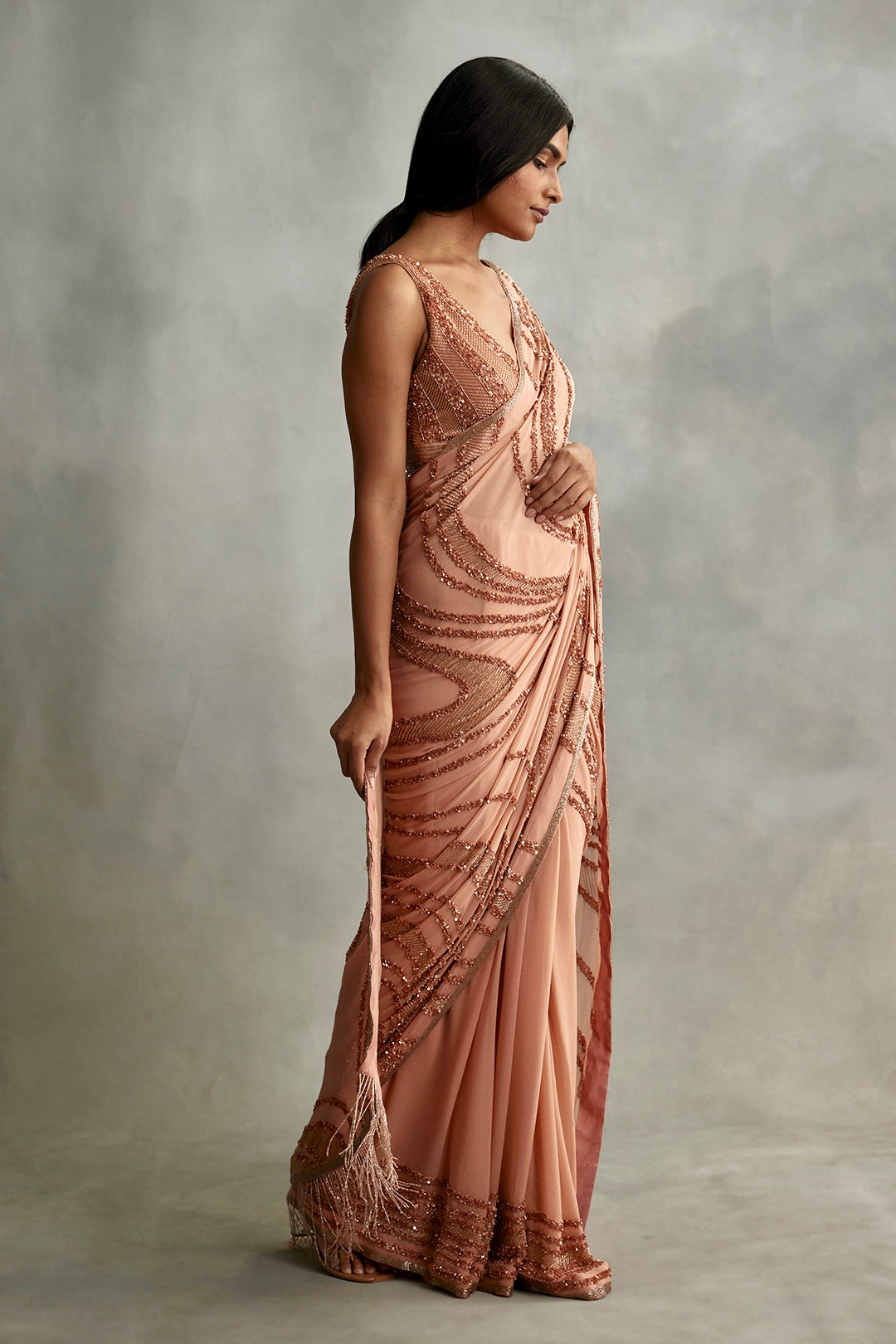 Sari Set in tonal sequin embroidery