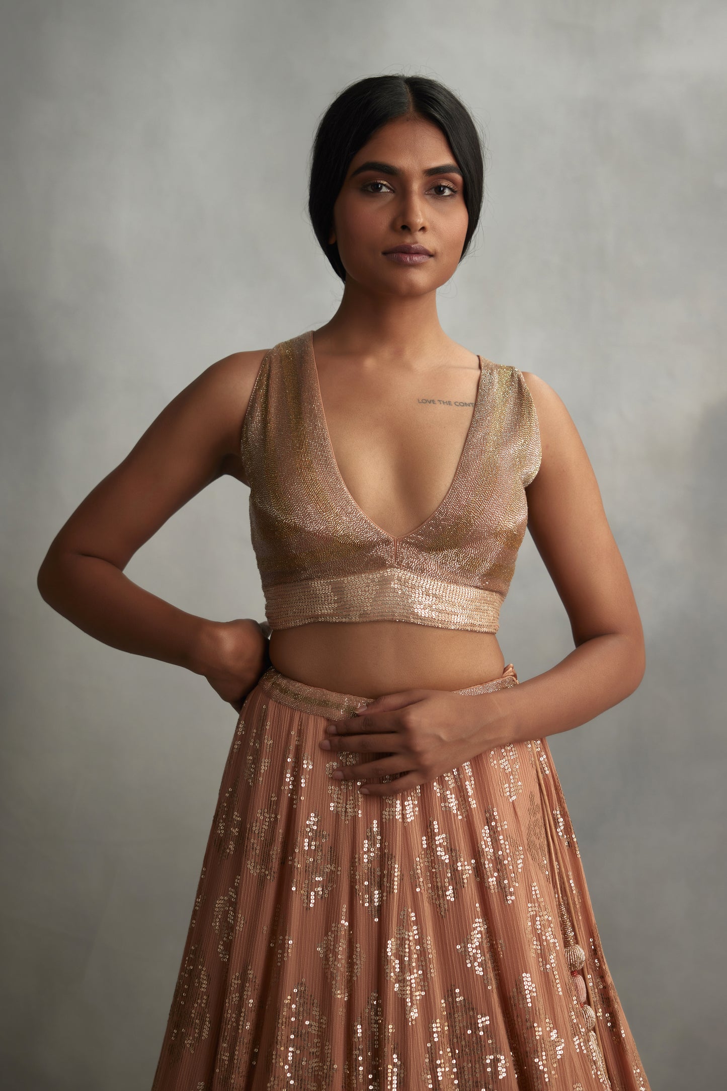 Lehenga Set in small sequin embroidery