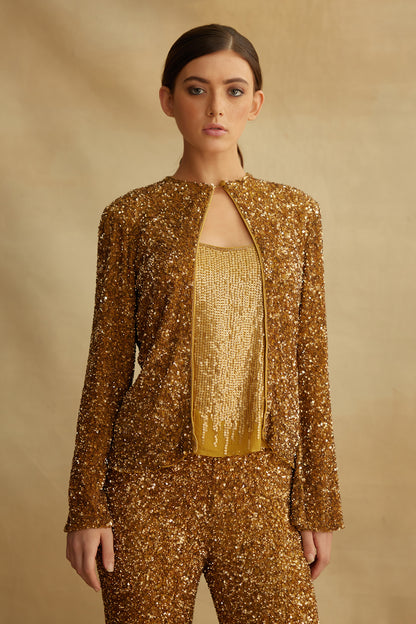 Jacket Set with Sequin Embroidery