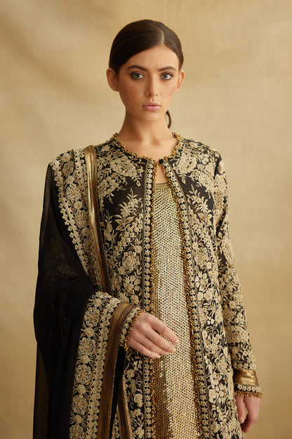 Jacket Set in Old World Ivory Thread Embroidery