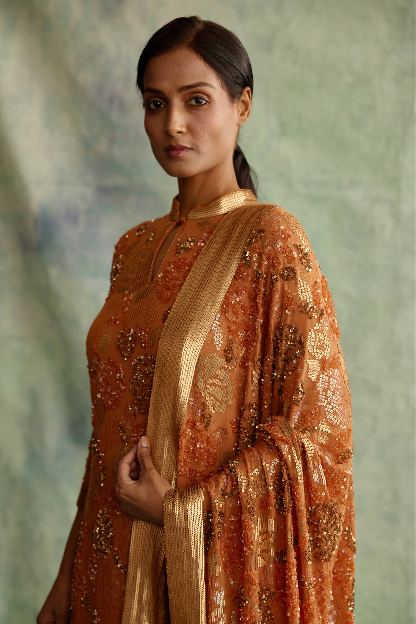 Kurta Set in Signature Rose sequin Embroidery