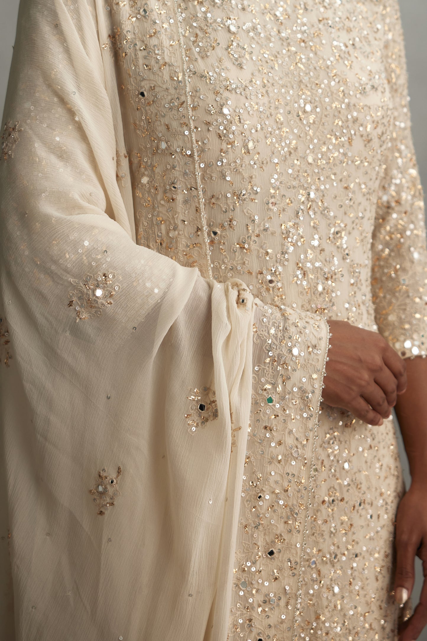 Gharara Set in mirror and thread embroidery