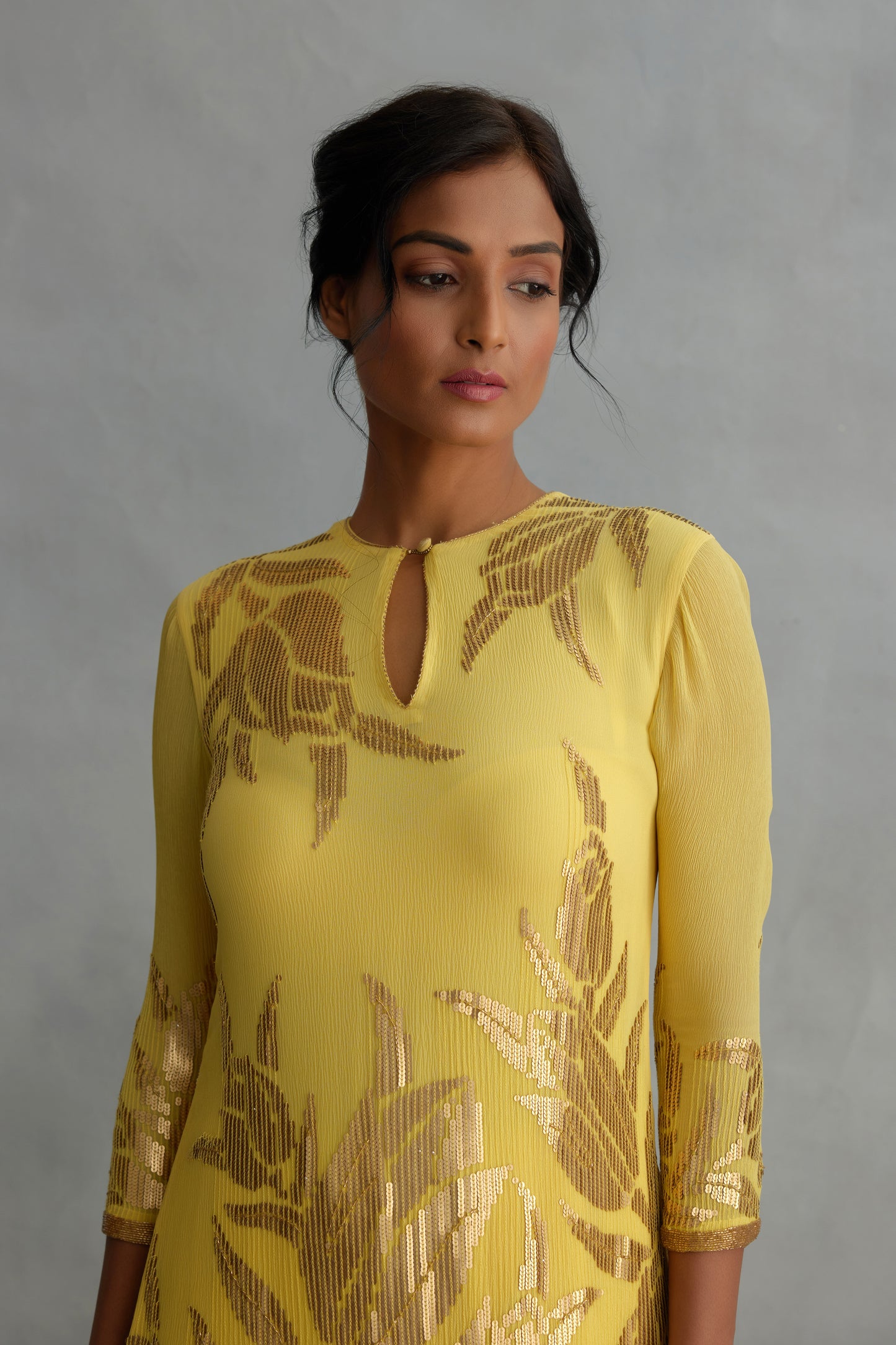 Gharara Set in Lotus design sequin embroidery