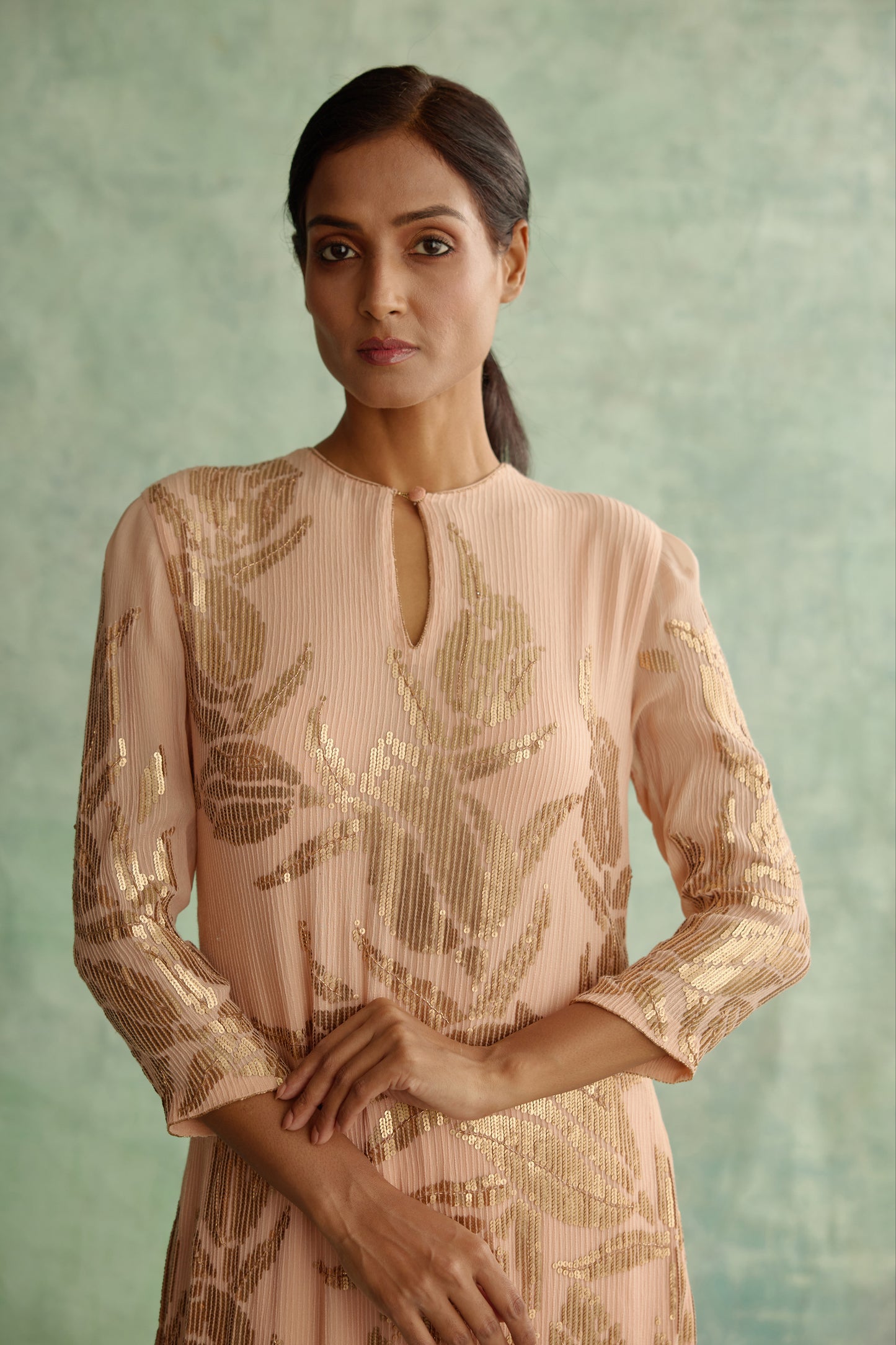 Kurta Set in Lotus Design set in sequin embroidery