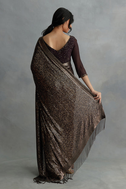 Sari Set in Mosaic Design in Sequin Embroidery