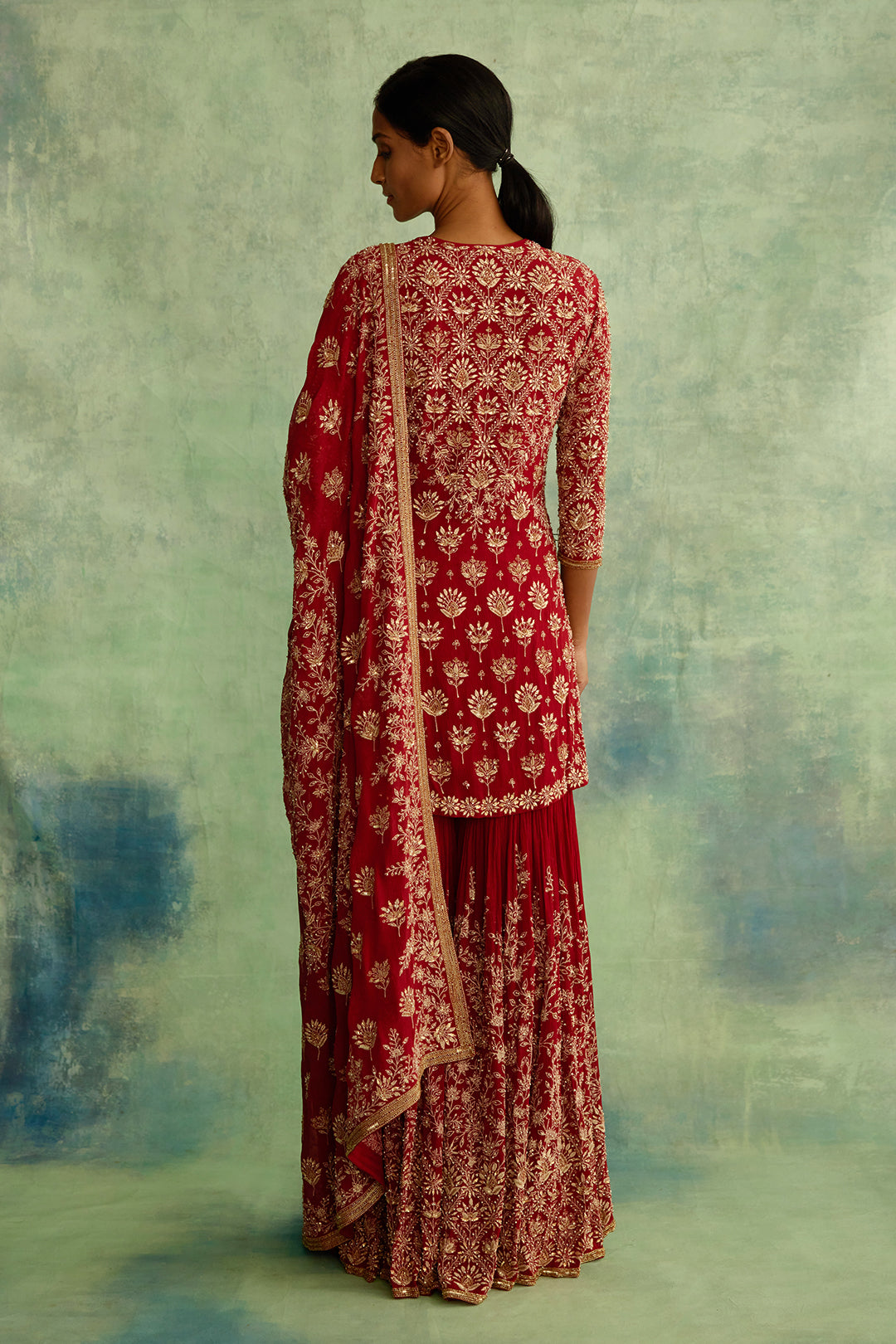 Gharara Set with Thread Embroidery