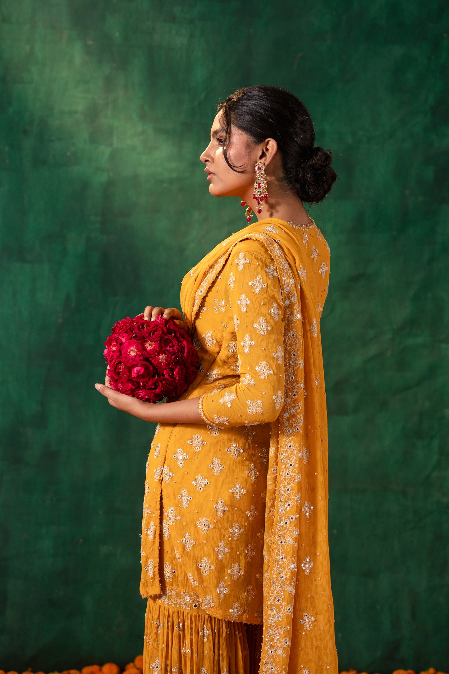 Gharara Set in mirror and thread embroidery