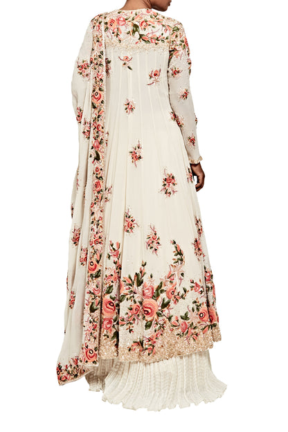 Anarkali Kurta Set in Floral Thread Embroidery