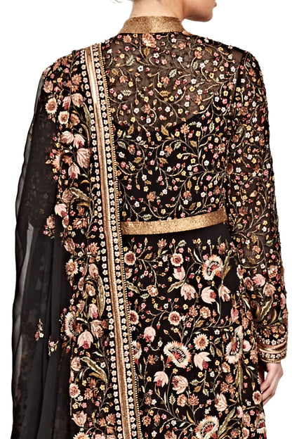 Jacket Set in Intricate Floral Thread Embroidery