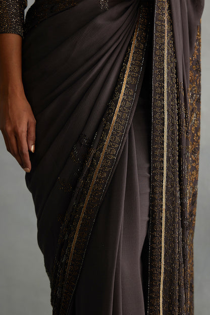 Sari Set with Spiral Beadwork and Sequin Embroidery