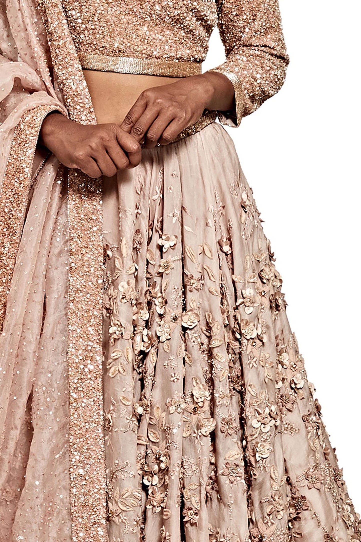 Lehenga Set in 3D Floral Embroidery